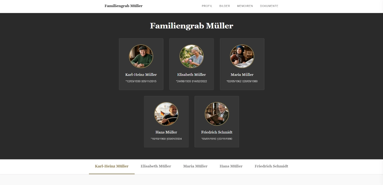 Platzhalter für Demo eines Familiengrabs
